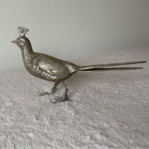 Silver Plated Pheasant Sculpture